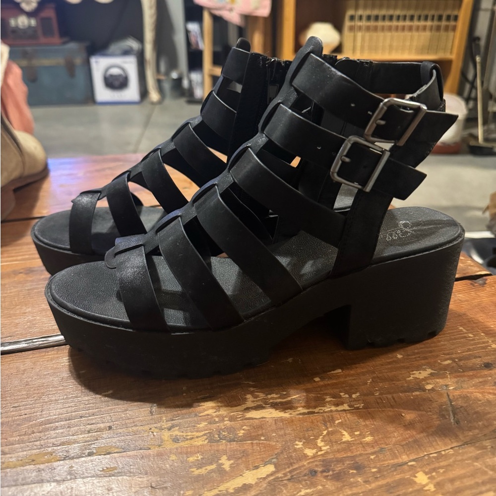 Black Strappy Platform Sandals